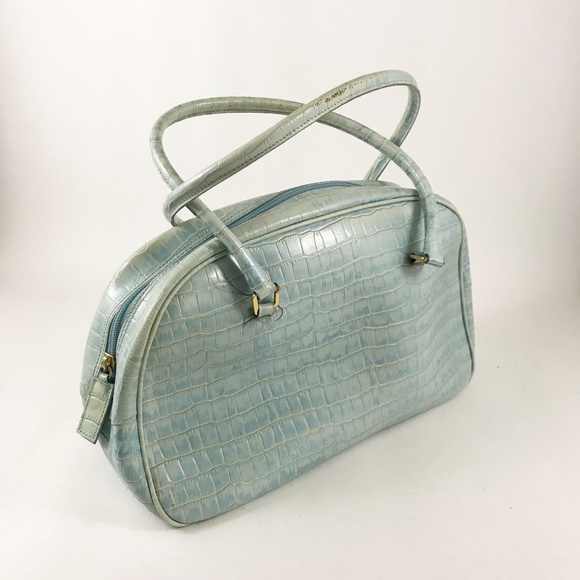Michael Rome Handbags - Italian Pressed Leather Light Blue Bag